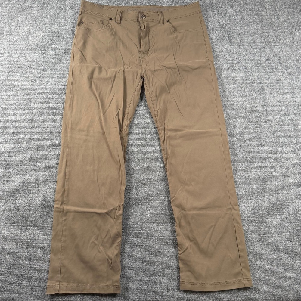 Prana Brion Pants Mens 38x32 Brown Slim Fit Outdoor Hiking Casual Stretch